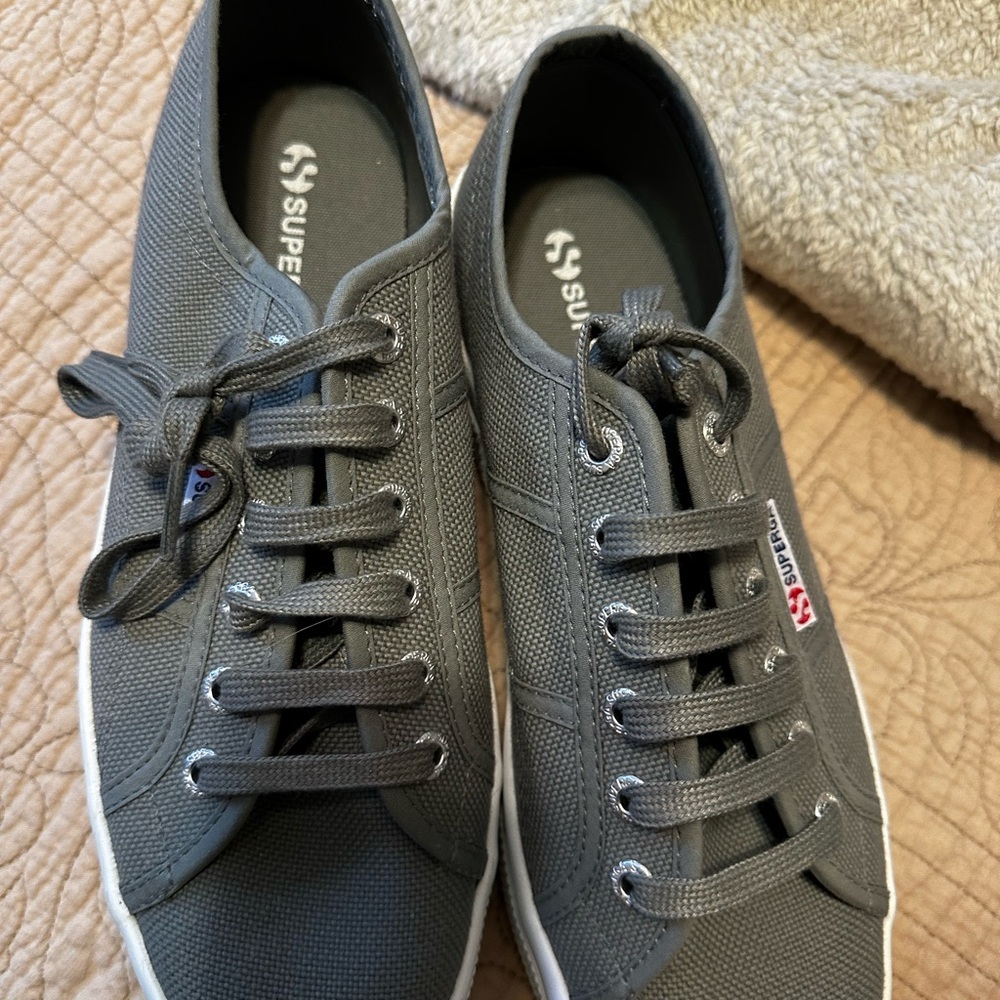 Superga Gray Canvas Low-Top Sneakers